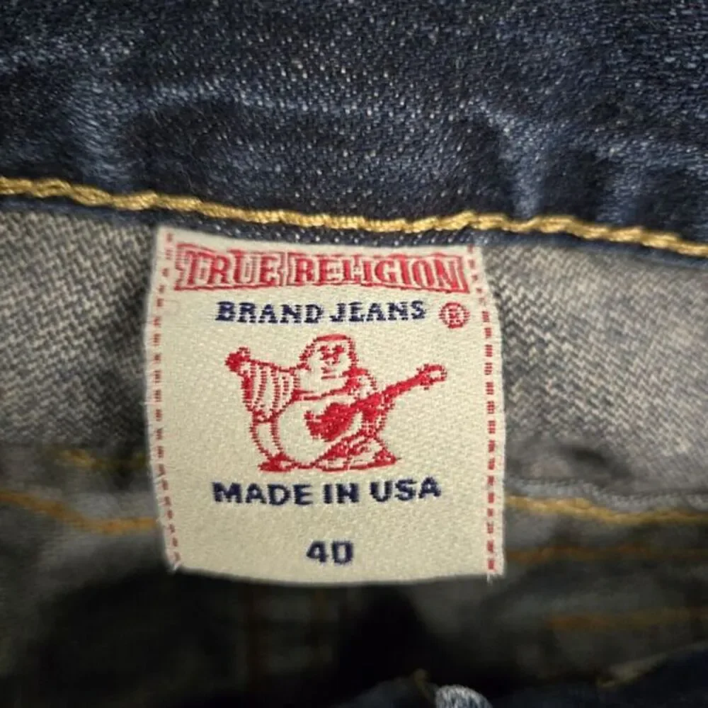 True Religion Jeans Mens Straight‎ Leg Size 40x27 Flap Pockets Billy USA